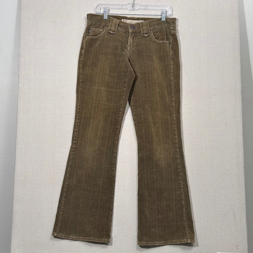 Vtg Z. Cavaricci chunky Corduroy Pants 31.5" Olive Green Flare Y2K Low Rise